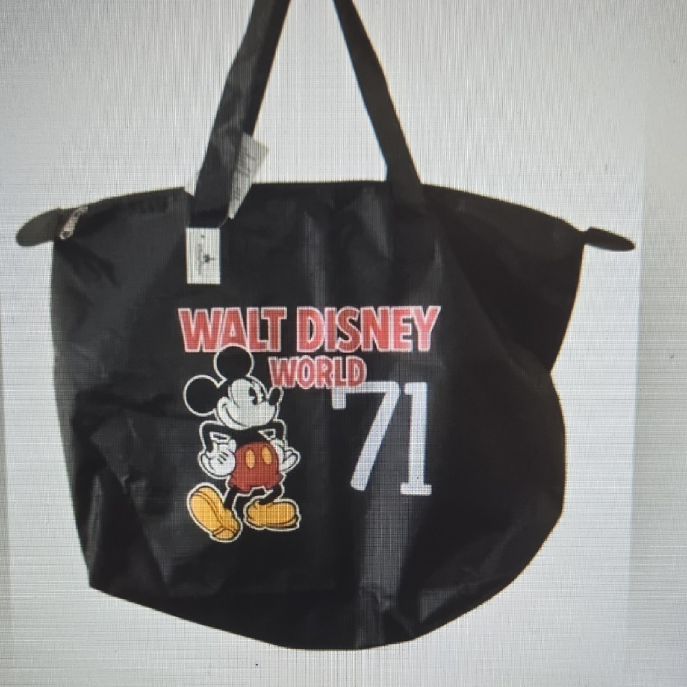 Walt Disney World 71 Mickey Mouse Zippered Tote Bag 2 Handles 100% Polyester NEW